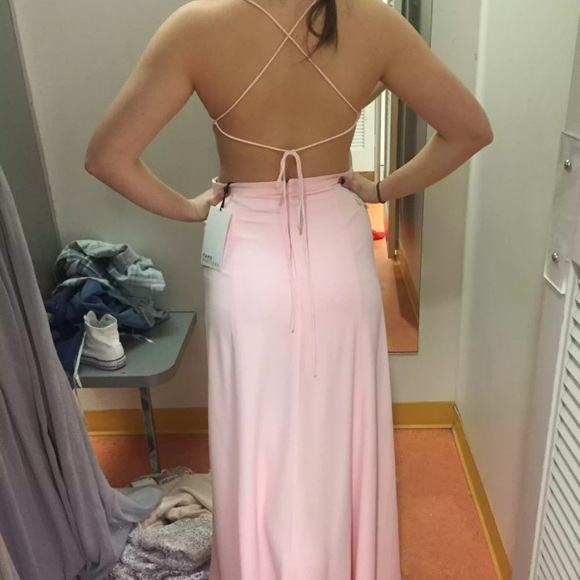 light pink silk prom dress